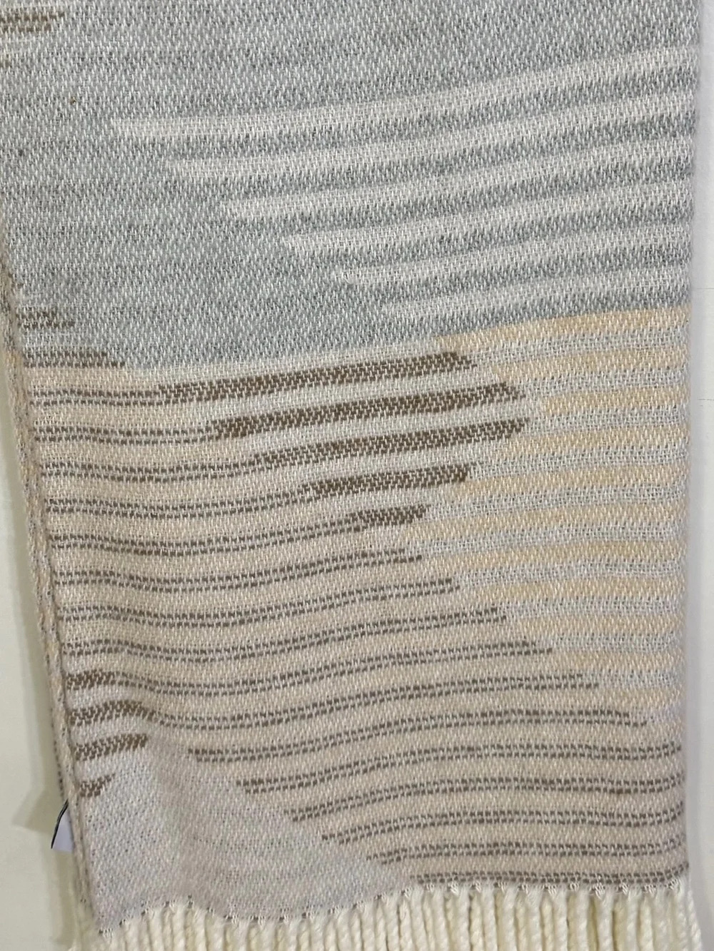 TEXTEIS PENEDO Oversized Throw Blanket Beige Gray Striped Portugal 50
